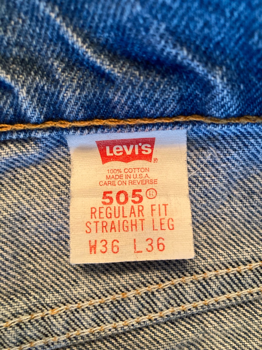Vintage 1996 Levi's 505 Orange Tab Reg Fit Straight Leg Jeans USA Made 36 x 36 - Picture 12 of 13